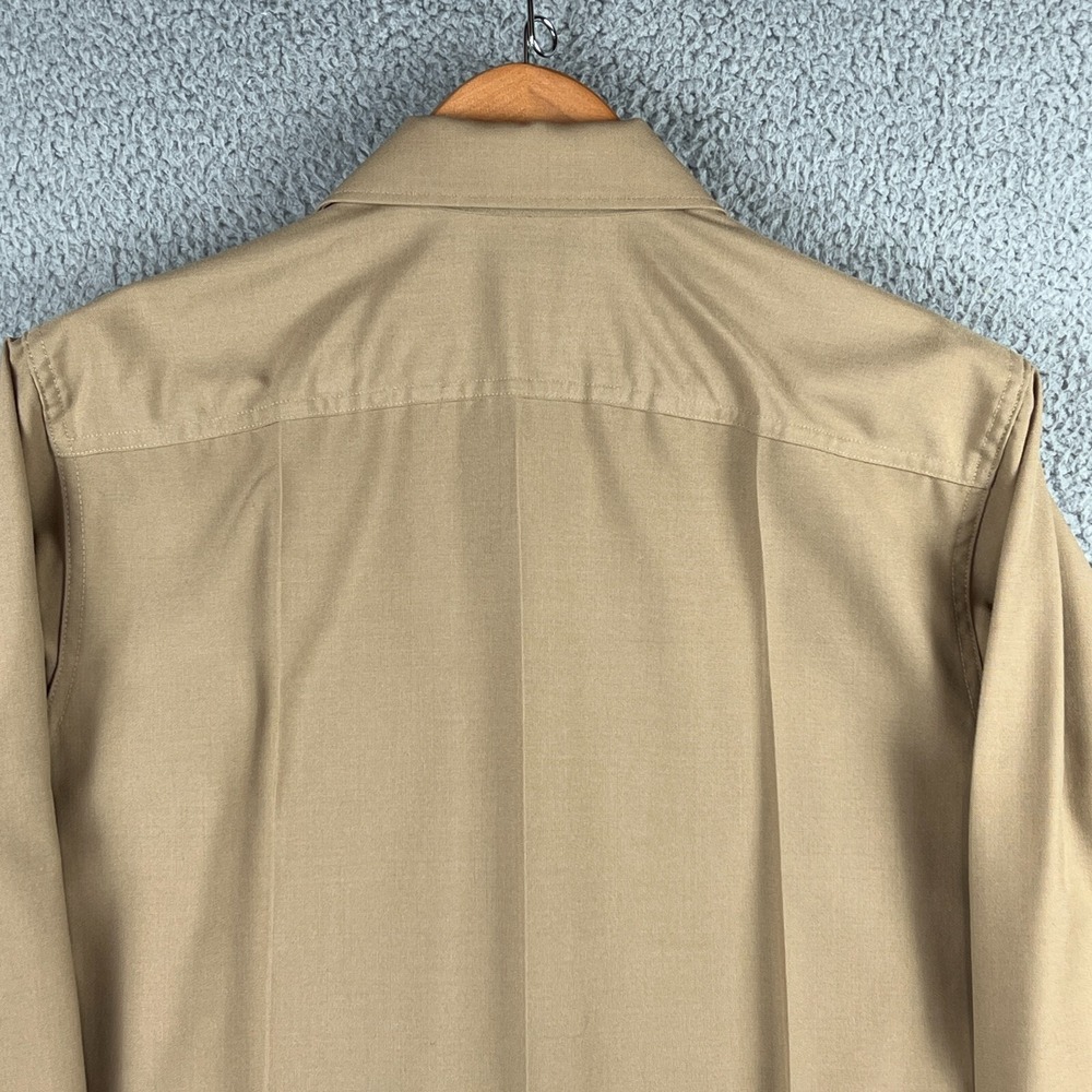 Vintage USMC Marines ACTWU Mens 16 33 Beige Uniform Shirt Polyester Wool Blend - Picture 7 of 13